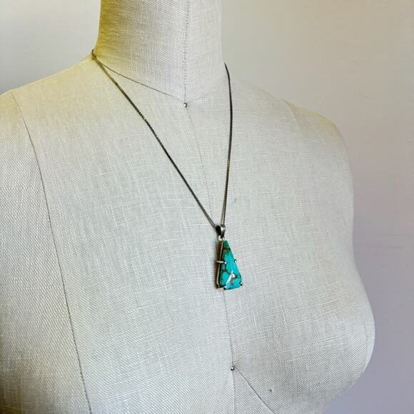 Vintage YAS 925 Sterling & Natural Turquoise Pendant Necklace - Picture 6 of 7
